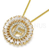 Collares con Dije 04.210.0011.20 Oro Laminado, Diseño de Iniciales, con Blanca Zirconia Cubica, Pulido, Tono Dorado (02 MM Thickness, 20 Inches Length)