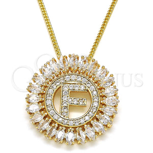 Collares con Dije 04.210.0011.20 Oro Laminado, Diseño de Iniciales, con Blanca Zirconia Cubica, Pulido, Tono Dorado (02 MM Thickness, 20 Inches Length)