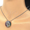 Collares con Dije 04.210.0011.3.20 Rodio Laminado, Diseño de Iniciales, con Zirconia Cubica Multicolor, Pulido, Rodinado (Grosor 02 MM, 20 Pulgadas de Largo)