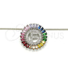 Collares con Dije 04.210.0011.3.20 Rodio Laminado, Diseño de Iniciales, con Zirconia Cubica Multicolor, Pulido, Rodinado (Grosor 02 MM, 20 Pulgadas de Largo)