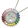 Collares con Dije 04.210.0011.3.20 Rodio Laminado, Diseño de Iniciales, con Multicolor Zirconia Cubica, Pulido, Rodinado (02 MM Thickness, 20 Inches Length)