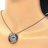 Collares con Dije 04.210.0012.3.20 Rodio Laminado, Diseño de Iniciales, con Zirconia Cubica Multicolor, Pulido, Rodinado (Grosor 02 MM, 20 Pulgadas de Largo)
