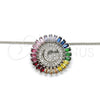 Collares con Dije 04.210.0012.3.20 Rodio Laminado, Diseño de Iniciales, con Zirconia Cubica Multicolor, Pulido, Rodinado (Grosor 02 MM, 20 Pulgadas de Largo)
