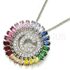 Collares con Dije 04.210.0012.3.20 Rodio Laminado, Diseño de Iniciales, con Zirconia Cubica Multicolor, Pulido, Rodinado (Grosor 02 MM, 20 Pulgadas de Largo)