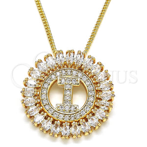Collares con Dije 04.210.0013.20 Oro Laminado, Diseño de Iniciales, con Blanca Zirconia Cubica, Pulido, Tono Dorado (02 MM Thickness, 20 Inches Length)