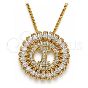 Collares con Dije 04.210.0013.20 Oro Laminado, Diseño de Iniciales, con Blanca Zirconia Cubica, Pulido, Tono Dorado (02 MM Thickness, 20 Inches Length)