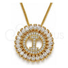 Collares con Dije 04.210.0013.20 Oro Laminado, Diseño de Iniciales, con Blanca Zirconia Cubica, Pulido, Tono Dorado (02 MM Thickness, 20 Inches Length)