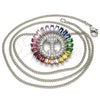 Collares con Dije 04.210.0013.3.20 Rodio Laminado, Diseño de Infinito, con Zirconia Cubica Multicolor, Pulido, Rodinado (Grosor 02 MM, 20 Pulgadas de Largo)