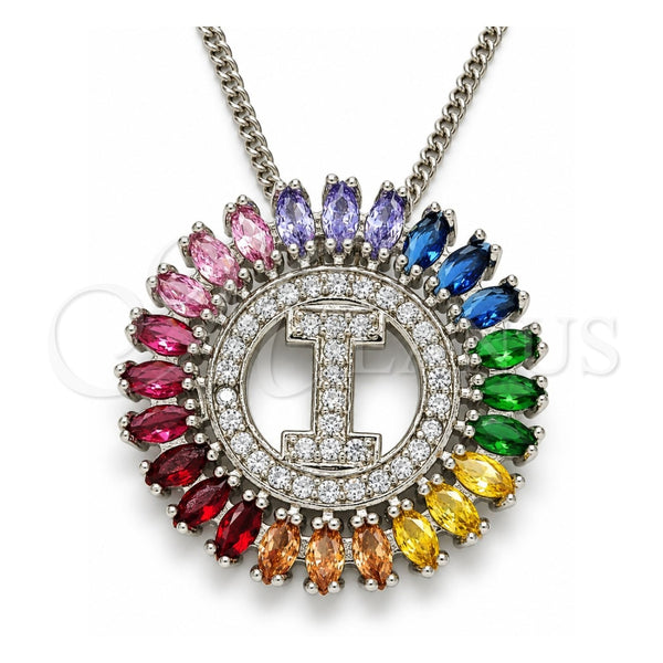 Collares con Dije 04.210.0013.3.20 Rodio Laminado, Diseño de Infinito, con Zirconia Cubica Multicolor, Pulido, Rodinado (Grosor 02 MM, 20 Pulgadas de Largo)