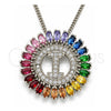 Collares con Dije 04.210.0013.3.20 Rodio Laminado, Diseño de Infinito, con Zirconia Cubica Multicolor, Pulido, Rodinado (Grosor 02 MM, 20 Pulgadas de Largo)