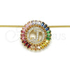 Collares con Dije 04.210.0014.1.20 Oro Laminado, Diseño de Iniciales, con Multicolor Zirconia Cubica, Pulido, Tono Dorado (02 MM Thickness, 20 Inches Length)