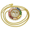 Collares con Dije 04.210.0014.1.20 Oro Laminado, Diseño de Iniciales, con Multicolor Zirconia Cubica, Pulido, Tono Dorado (02 MM Thickness, 20 Inches Length)