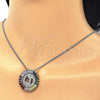 Collares con Dije 04.210.0014.3.20 Rodio Laminado, Diseño de Iniciales, con Zirconia Cubica Multicolor, Pulido, Rodinado (Grosor 02 MM, 20 Pulgadas de Largo)