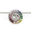 Collares con Dije 04.210.0014.3.20 Rodio Laminado, Diseño de Iniciales, con Zirconia Cubica Multicolor, Pulido, Rodinado (Grosor 02 MM, 20 Pulgadas de Largo)