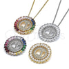 Collares con Dije 04.210.0014.3.20 Rodio Laminado, Diseño de Iniciales, con Zirconia Cubica Multicolor, Pulido, Rodinado (Grosor 02 MM, 20 Pulgadas de Largo)
