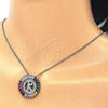 Collares con Dije 04.210.0015.3.20 Rodio Laminado, Diseño de Iniciales, con Multicolor Zirconia Cubica, Pulido, Rodinado (02 MM Thickness, 20 Inches Length)