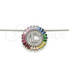 Collares con Dije 04.210.0016.3.20 Rodio Laminado, Diseño de Iniciales, con Zirconia Cubica Multicolor, Pulido, Rodinado (Grosor 02 MM, 20 Pulgadas de Largo)
