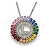 Collares con Dije 04.210.0016.3.20 Rodio Laminado, Diseño de Iniciales, con Zirconia Cubica Multicolor, Pulido, Rodinado (Grosor 02 MM, 20 Pulgadas de Largo)