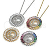 Collares con Dije 04.210.0016.3.20 Rodio Laminado, Diseño de Iniciales, con Zirconia Cubica Multicolor, Pulido, Rodinado (Grosor 02 MM, 20 Pulgadas de Largo)