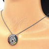 Collares con Dije 04.210.0017.3.20 Rodio Laminado, Diseño de Iniciales, con Zirconia Cubica Multicolor, Pulido, Rodinado (Grosor 02 MM, 20 Pulgadas de Largo)