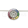 Collares con Dije 04.210.0017.3.20 Rodio Laminado, Diseño de Iniciales, con Zirconia Cubica Multicolor, Pulido, Rodinado (Grosor 02 MM, 20 Pulgadas de Largo)