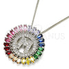 Collares con Dije 04.210.0017.3.20 Rodio Laminado, Diseño de Iniciales, con Zirconia Cubica Multicolor, Pulido, Rodinado (Grosor 02 MM, 20 Pulgadas de Largo)