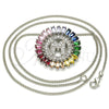 Collares con Dije 04.210.0017.3.20 Rodio Laminado, Diseño de Iniciales, con Zirconia Cubica Multicolor, Pulido, Rodinado (Grosor 02 MM, 20 Pulgadas de Largo)