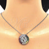 Collares con Dije 04.210.0018.3.20 Rodio Laminado, Diseño de Iniciales, con Zirconia Cubica Multicolor, Pulido, Rodinado (Grosor 02 MM, 20 Pulgadas de Largo)