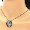 Collares con Dije 04.210.0018.3.20 Rodio Laminado, Diseño de Iniciales, con Zirconia Cubica Multicolor, Pulido, Rodinado (Grosor 02 MM, 20 Pulgadas de Largo)