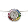 Collares con Dije 04.210.0018.3.20 Rodio Laminado, Diseño de Iniciales, con Zirconia Cubica Multicolor, Pulido, Rodinado (Grosor 02 MM, 20 Pulgadas de Largo)