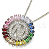Collares con Dije 04.210.0018.3.20 Rodio Laminado, Diseño de Iniciales, con Zirconia Cubica Multicolor, Pulido, Rodinado (Grosor 02 MM, 20 Pulgadas de Largo)