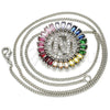 Collares con Dije 04.210.0018.3.20 Rodio Laminado, Diseño de Iniciales, con Zirconia Cubica Multicolor, Pulido, Rodinado (Grosor 02 MM, 20 Pulgadas de Largo)