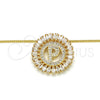Collares con Dije 04.210.0019.20 Oro Laminado, Diseño de Iniciales, con Blanca Zirconia Cubica, Pulido, Tono Dorado (02 MM Thickness, 20 Inches Length)