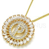 Collares con Dije 04.210.0019.20 Oro Laminado, Diseño de Iniciales, con Blanca Zirconia Cubica, Pulido, Tono Dorado (02 MM Thickness, 20 Inches Length)
