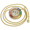 Collares con Dije 04.210.0019.1.20 Oro Laminado, Diseño de Iniciales, con Multicolor Zirconia Cubica, Pulido, Tono Dorado (02 MM Thickness, 20 Inches Length)