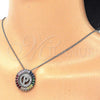 Collares con Dije 04.210.0019.3.20 Rodio Laminado, Diseño de Iniciales, con Multicolor Zirconia Cubica, Pulido, Rodinado (02 MM Thickness, 20 Inches Length)