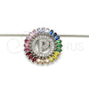 Collares con Dije 04.210.0019.3.20 Rodio Laminado, Diseño de Iniciales, con Zirconia Cubica Multicolor, Pulido, Rodinado (Grosor 02 MM, 20 Pulgadas de Largo)