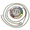 Collares con Dije 04.210.0019.3.20 Rodio Laminado, Diseño de Iniciales, con Zirconia Cubica Multicolor, Pulido, Rodinado (Grosor 02 MM, 20 Pulgadas de Largo)