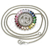 Collares con Dije 04.210.0020.3.20 Rodio Laminado, Diseño de Iniciales, con Zirconia Cubica Multicolor, Pulido, Rodinado (Grosor 02 MM, 20 Pulgadas de Largo)