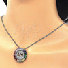 Collares con Dije 04.210.0021.3.20 Rodio Laminado, Diseño de Iniciales, con Zirconia Cubica Multicolor, Pulido, Rodinado (Grosor 02 MM, 20 Pulgadas de Largo)