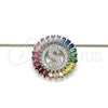 Collares con Dije 04.210.0021.3.20 Rodio Laminado, Diseño de Iniciales, con Zirconia Cubica Multicolor, Pulido, Rodinado (Grosor 02 MM, 20 Pulgadas de Largo)