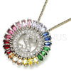 Collares con Dije 04.210.0021.3.20 Rodio Laminado, Diseño de Iniciales, con Zirconia Cubica Multicolor, Pulido, Rodinado (Grosor 02 MM, 20 Pulgadas de Largo)