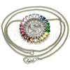 Collares con Dije 04.210.0021.3.20 Rodio Laminado, Diseño de Iniciales, con Zirconia Cubica Multicolor, Pulido, Rodinado (Grosor 02 MM, 20 Pulgadas de Largo)