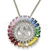 Collares con Dije 04.210.0021.3.20 Rodio Laminado, Diseño de Iniciales, con Zirconia Cubica Multicolor, Pulido, Rodinado (Grosor 02 MM, 20 Pulgadas de Largo)