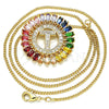 Collares con Dije 04.210.0022.1.20 Oro Laminado, Diseño de Iniciales, con Multicolor Zirconia Cubica, Pulido, Tono Dorado (02 MM Thickness, 20 Inches Length)