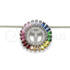 Collares con Dije 04.210.0022.3.20 Rodio Laminado, Diseño de Iniciales, con Zirconia Cubica Multicolor, Pulido, Rodinado (Grosor 02 MM, 20 Pulgadas de Largo)