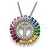 Collares con Dije 04.210.0022.3.20 Rodio Laminado, Diseño de Iniciales, con Zirconia Cubica Multicolor, Pulido, Rodinado (Grosor 02 MM, 20 Pulgadas de Largo)
