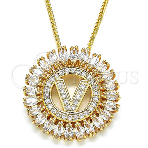 Collares con Dije 04.210.0023.20 Oro Laminado, Diseño de Iniciales, con Blanca Zirconia Cubica, Pulido, Tono Dorado (02 MM Thickness, 20 Inches Length)