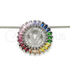 Collares con Dije 04.210.0023.3.20 Rodio Laminado, Diseño de Iniciales, con Zirconia Cubica Multicolor, Pulido, Rodinado (Grosor 02 MM, 20 Pulgadas de Largo)