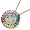 Collares con Dije 04.210.0023.3.20 Rodio Laminado, Diseño de Iniciales, con Zirconia Cubica Multicolor, Pulido, Rodinado (Grosor 02 MM, 20 Pulgadas de Largo)